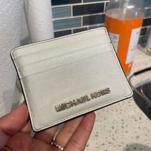 white michael kors card holder